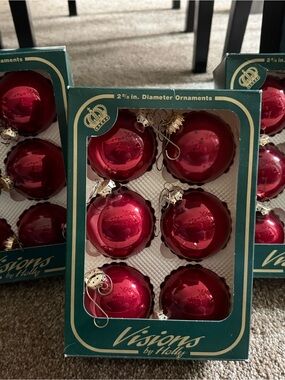 Vintage Red Glass Holiday Ornaments - 3 sets of 6